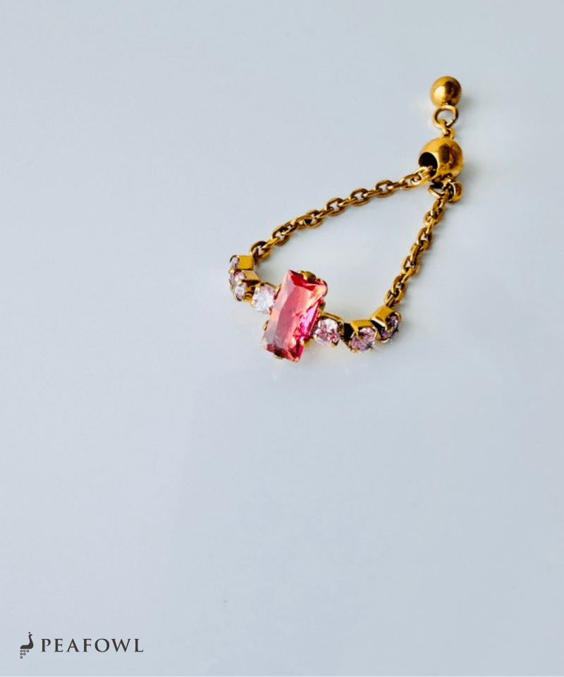 Pink Bijou Chain Ring - peafowl