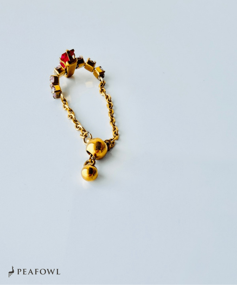 Pink Bijou Chain Ring - peafowl