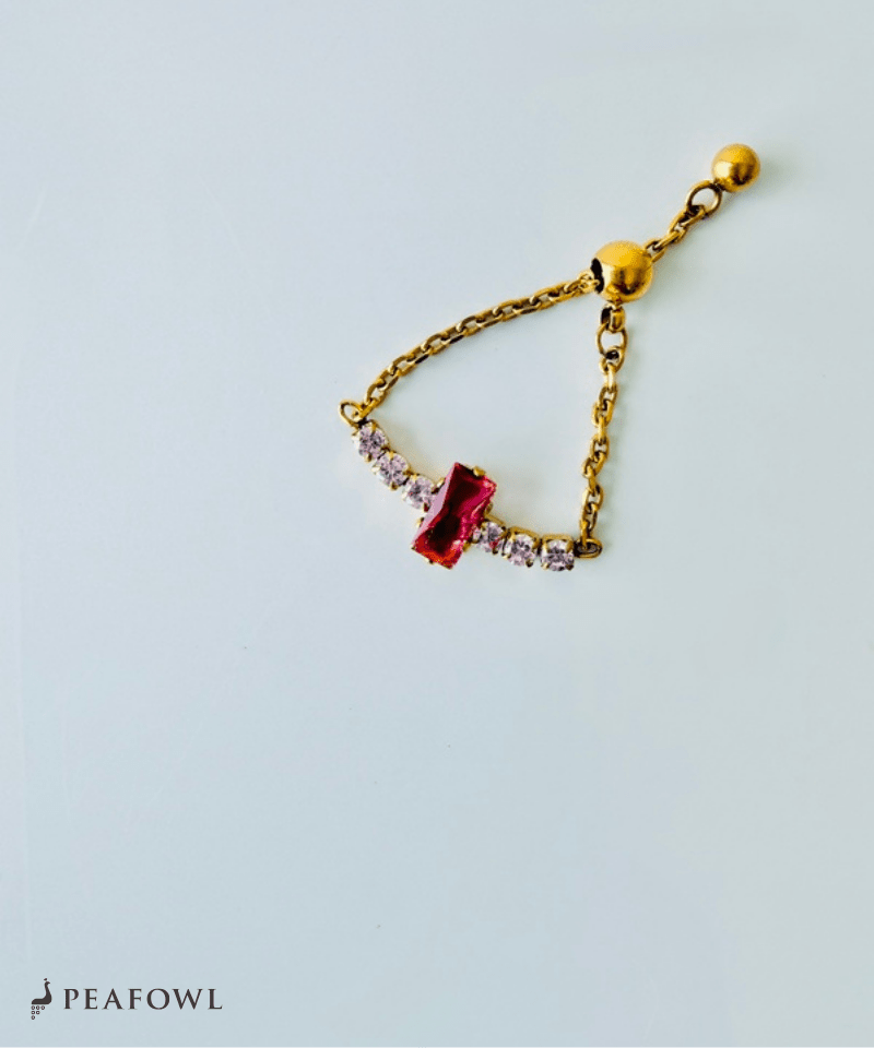 Pink Bijou Chain Ring - peafowl