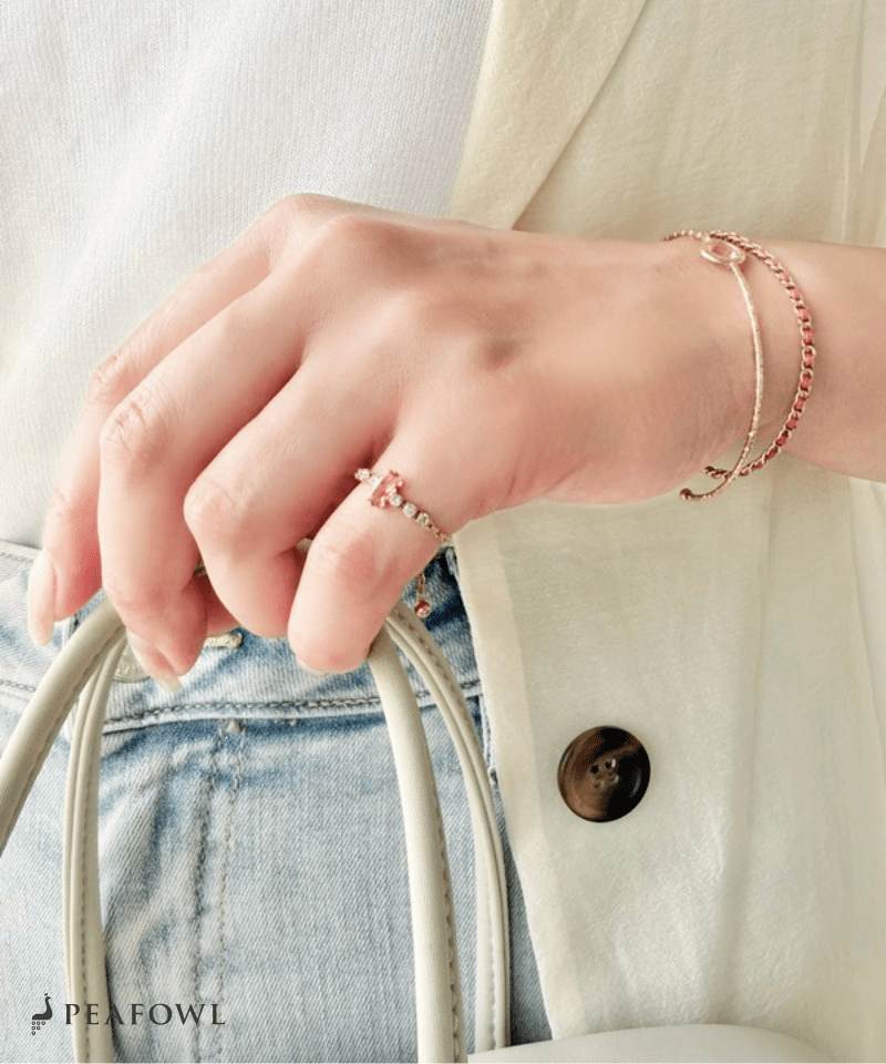 Pink Bijou Chain Ring - peafowl