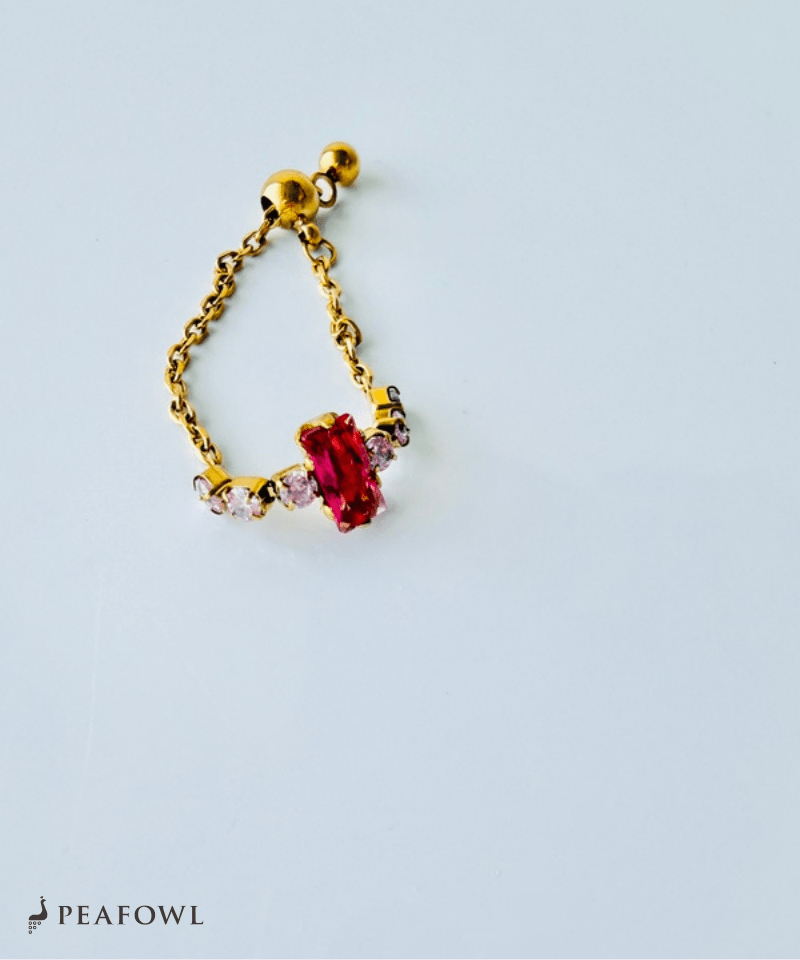 Pink Bijou Chain Ring - peafowl
