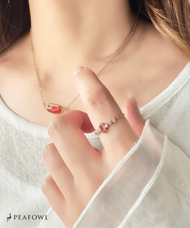 Pink Bijou Chain Ring - peafowl