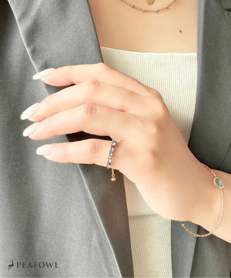 Purple Zircon Slider Ring - peafowl