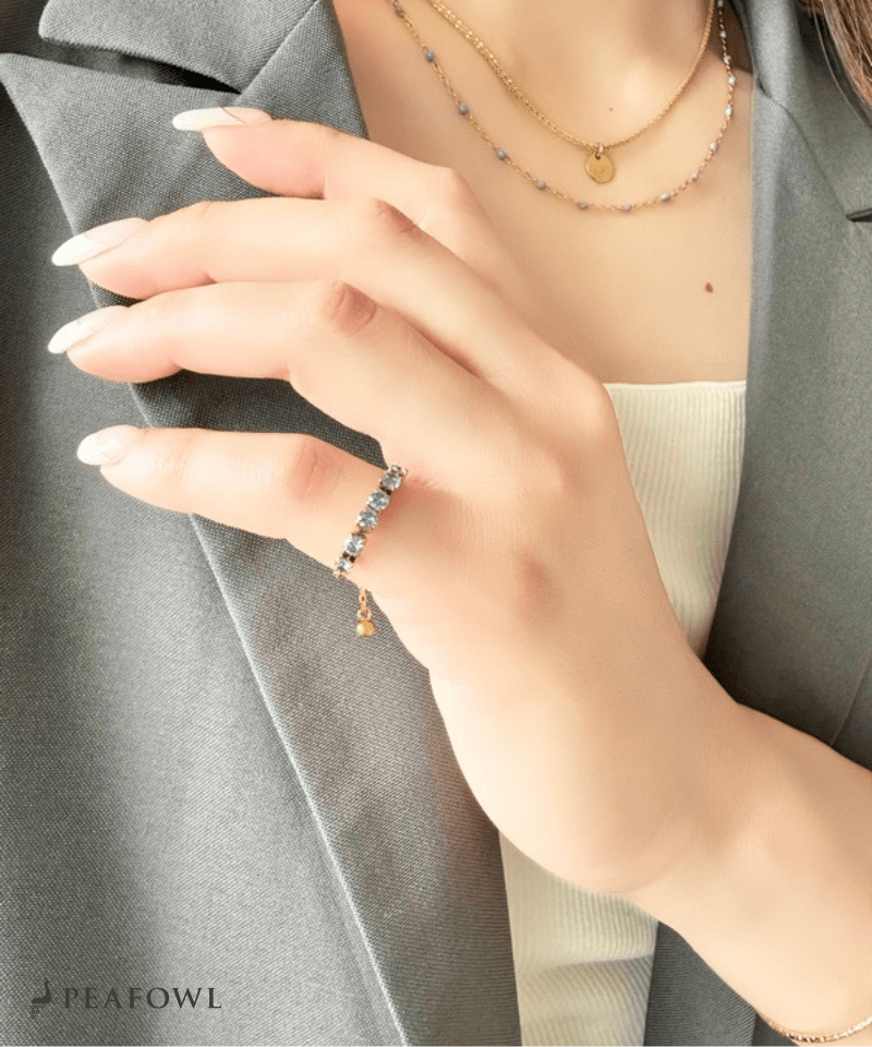 Purple Zircon Slider Ring - peafowl