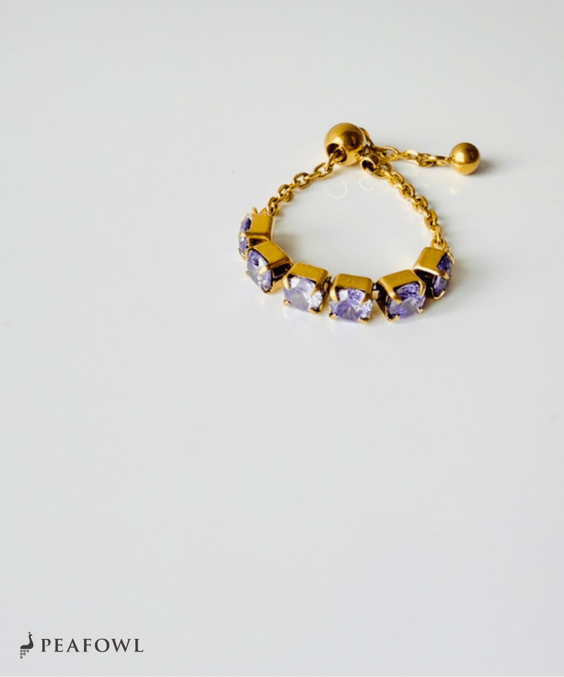 Purple Zircon Slider Ring - peafowl