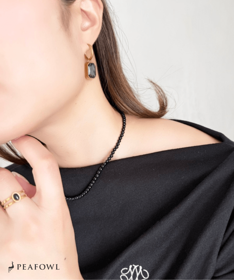 Rectangle Bijou Hoop Pierce - peafowl