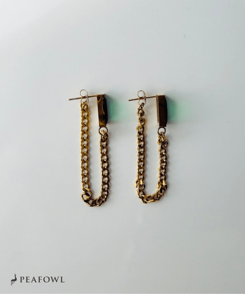 Rectangle Chain Hoop Pierce - peafowl