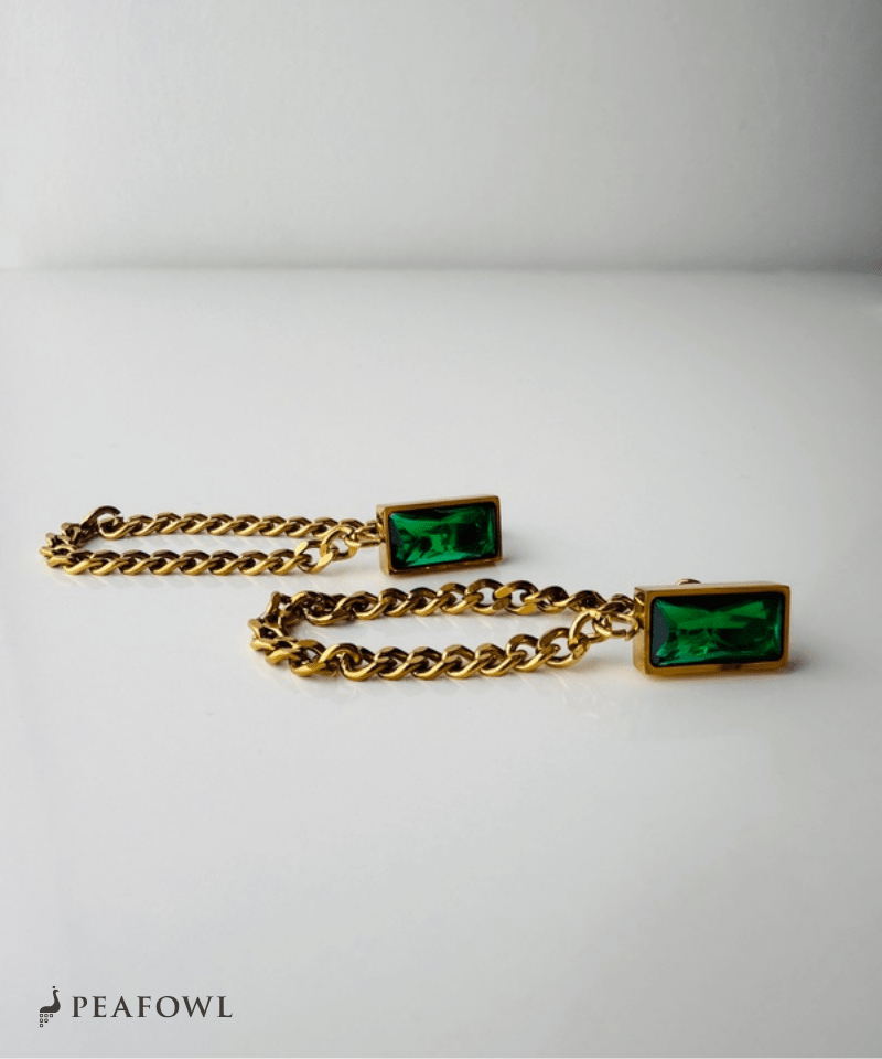 Rectangle Chain Hoop Pierce - peafowl