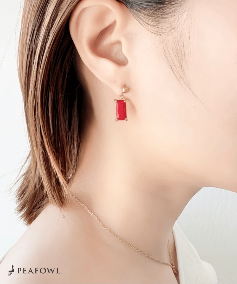 Rectangle Stone Pierce - peafowl
