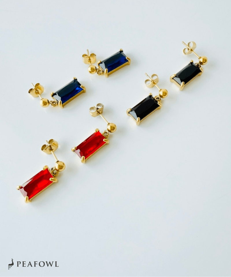 Rectangle Stone Pierce - peafowl