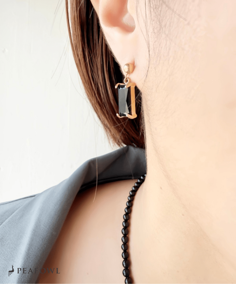 Rectangle Stone Pierce - peafowl
