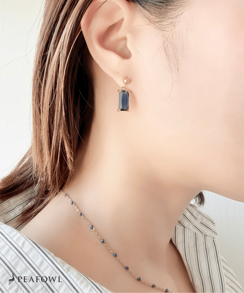 Rectangle Stone Pierce - peafowl