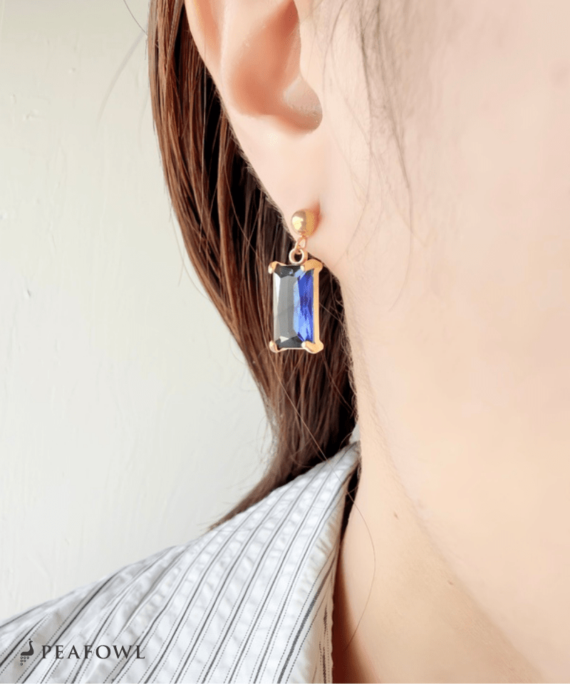 Rectangle Stone Pierce - peafowl