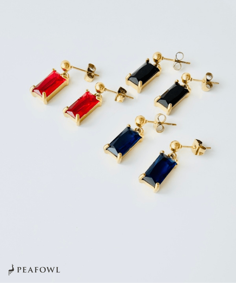 Rectangle Stone Pierce - peafowl