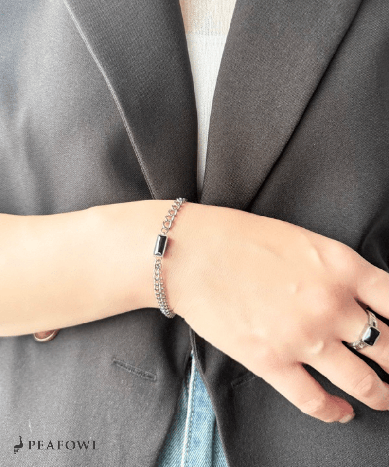 Silver Asymmetry Chain Bracelet - peafowl