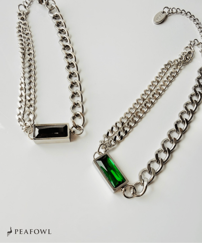 Silver Asymmetry Chain Bracelet - peafowl