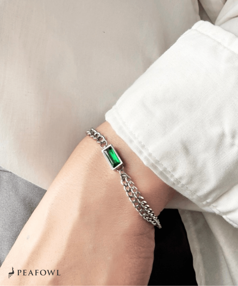 Silver Asymmetry Chain Bracelet - peafowl