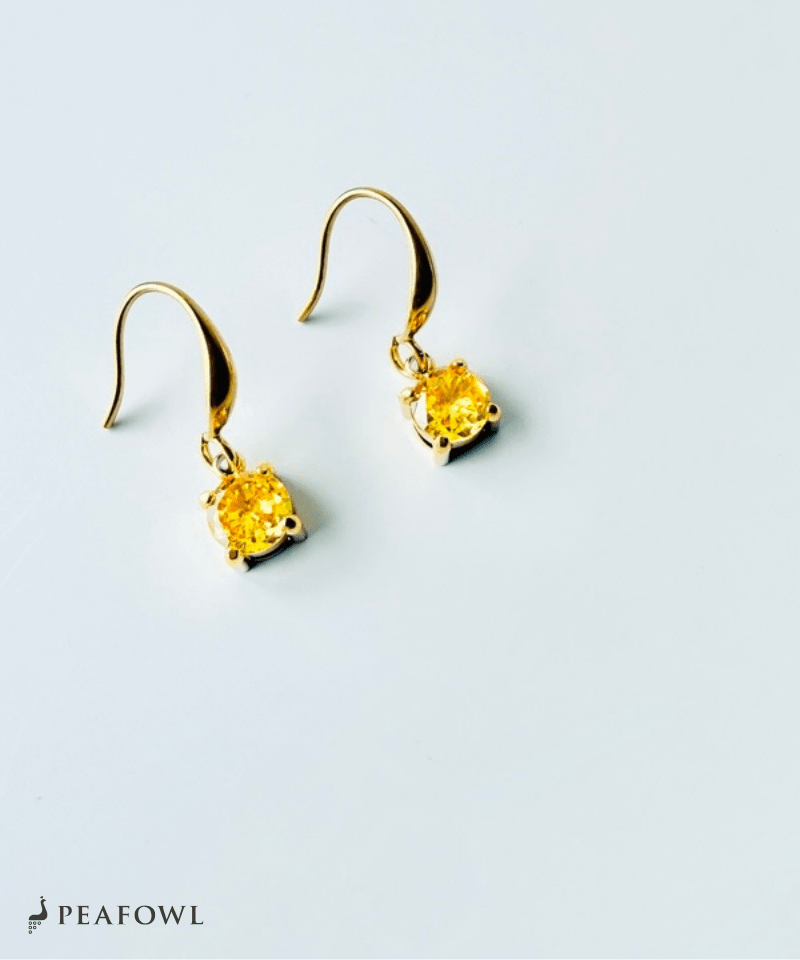 Single Stone Hook Pierce - peafowl