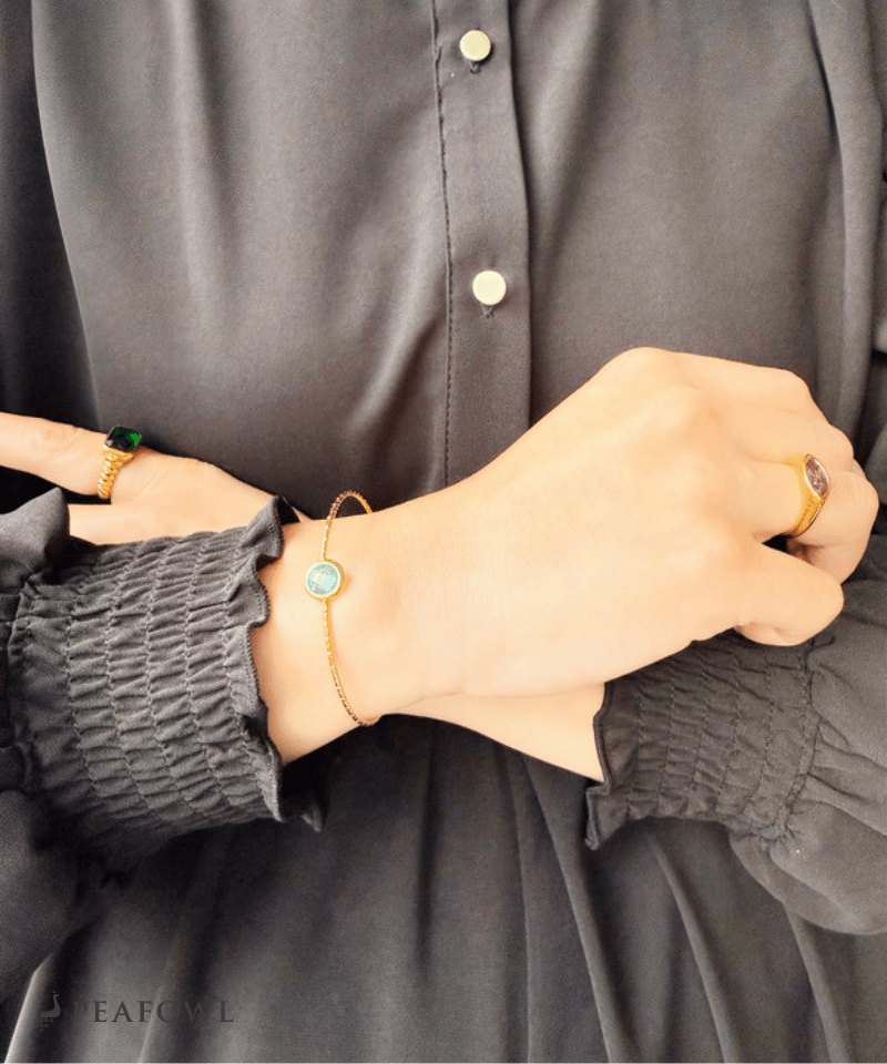 Skinny Stone Bangle - peafowl