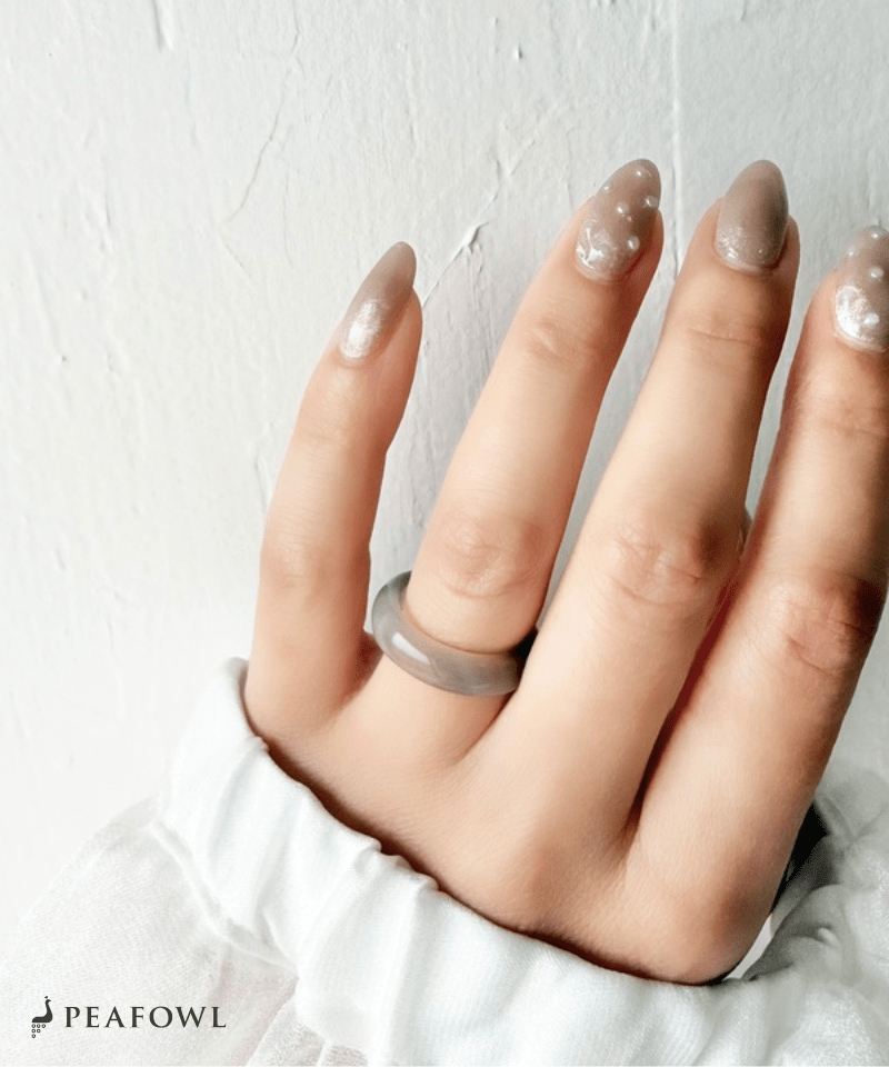 Smooth Color Stone Ring - peafowl