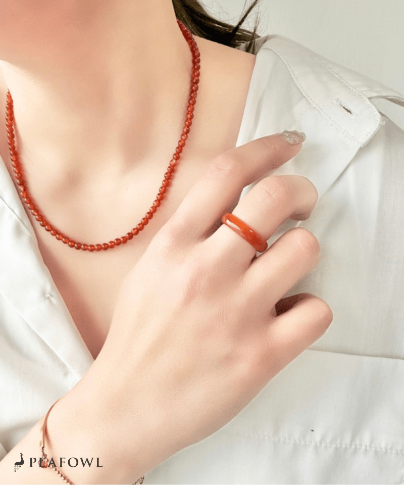 Smooth Color Stone Ring - peafowl