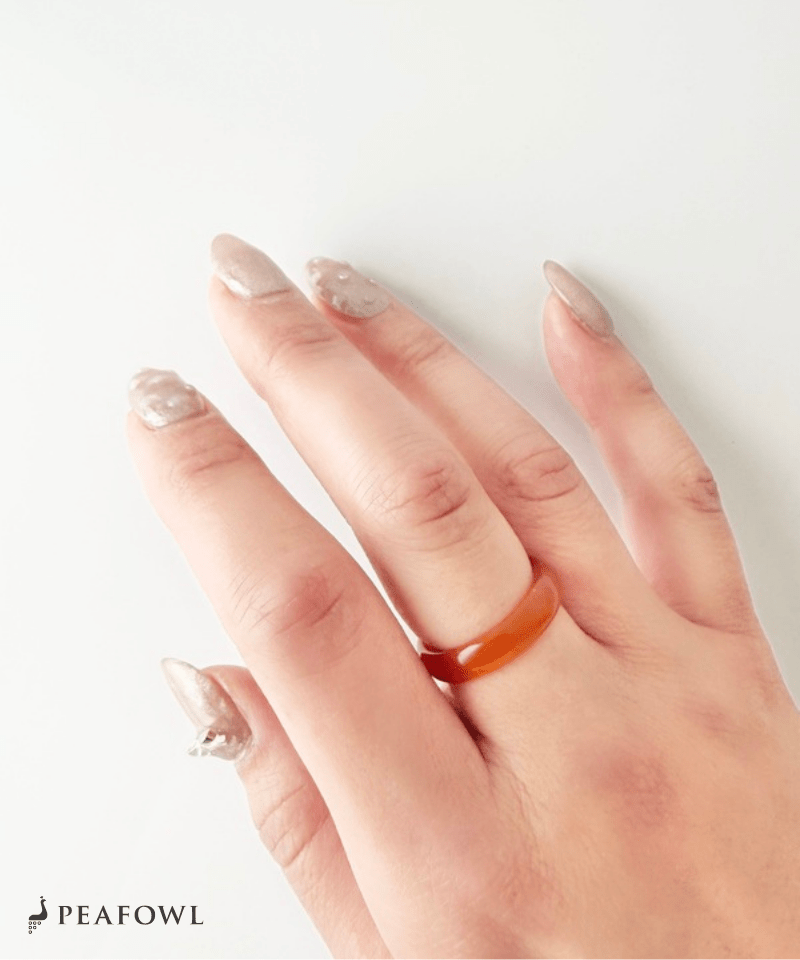 Smooth Color Stone Ring - peafowl