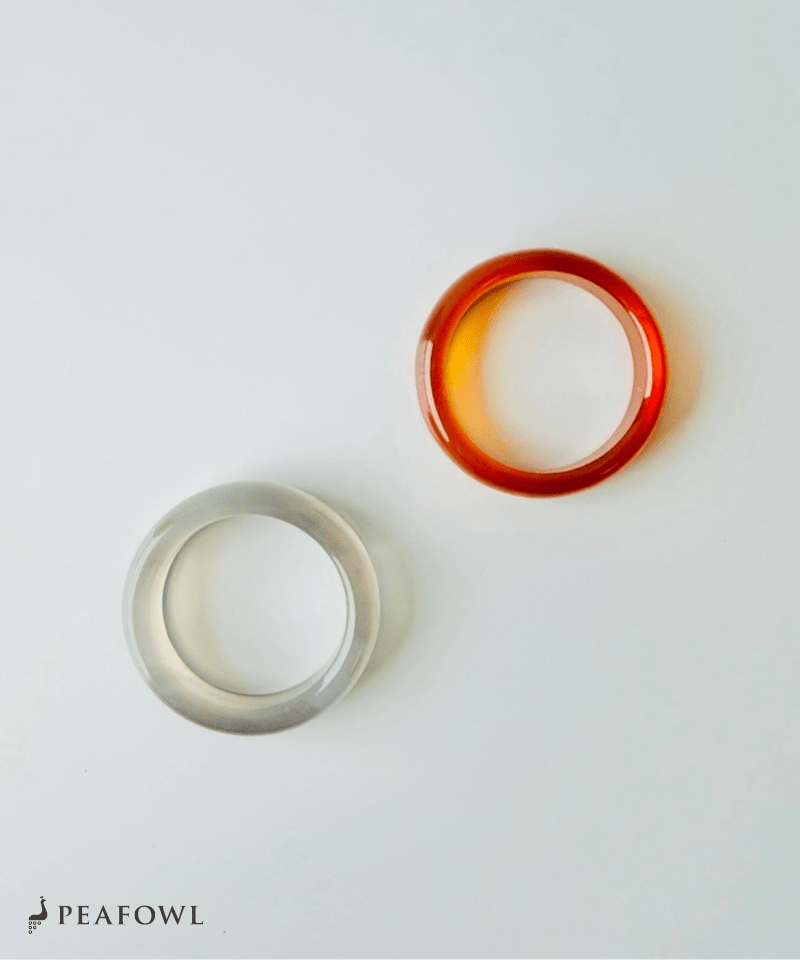 Smooth Color Stone Ring - peafowl