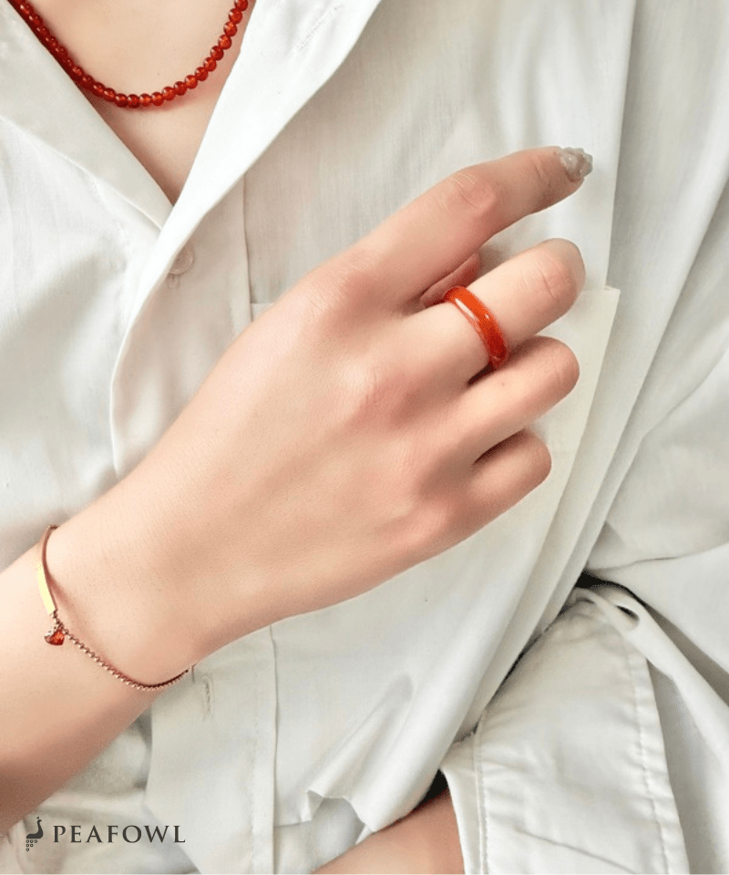 Smooth Color Stone Ring - peafowl
