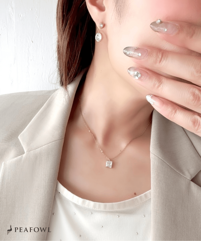 Square Bijou Necklace - peafowl