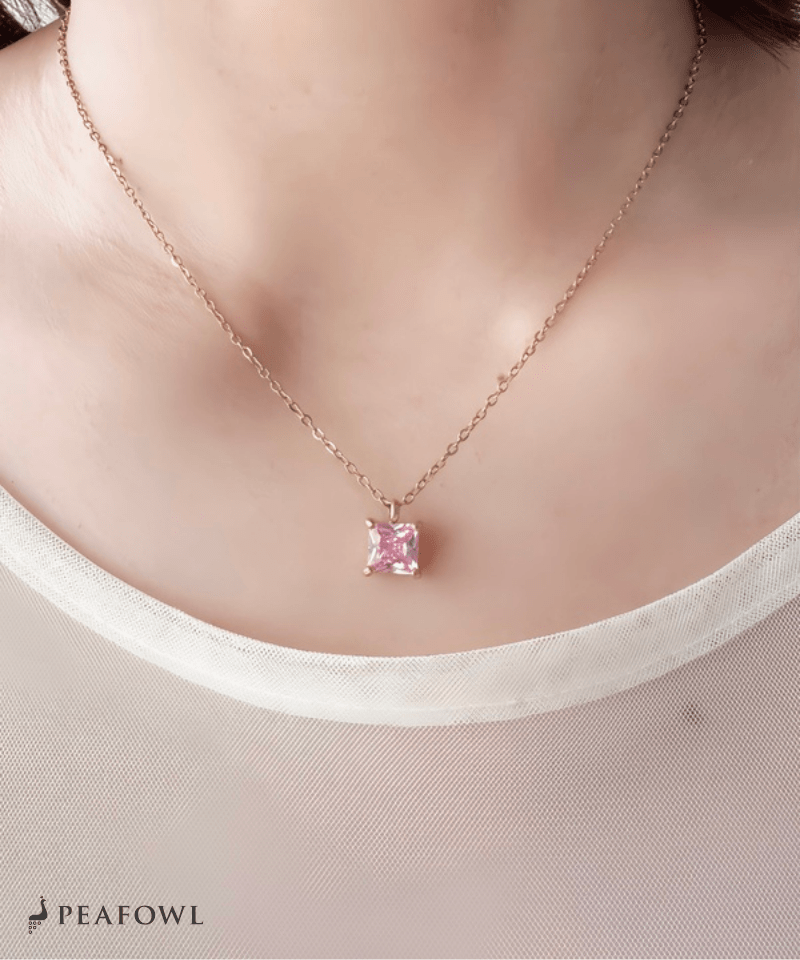 Square Bijou Necklace - peafowl