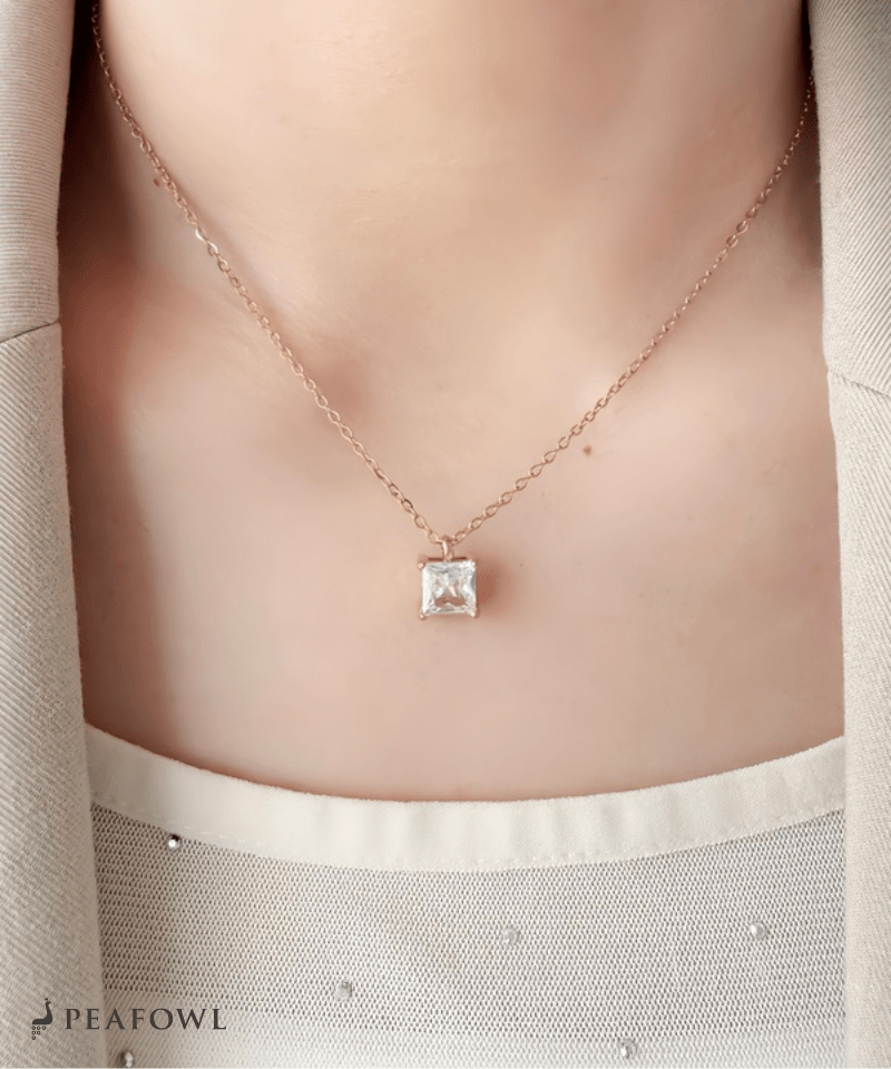 Square Bijou Necklace - peafowl