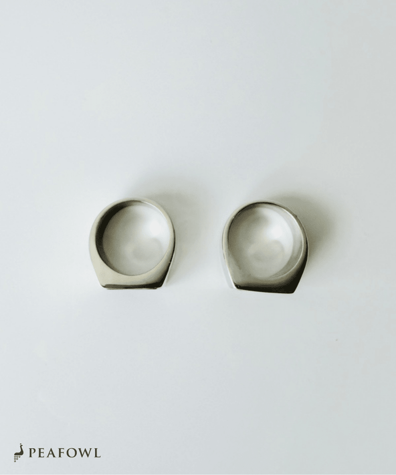 Square Plate Stone Ring - peafowl