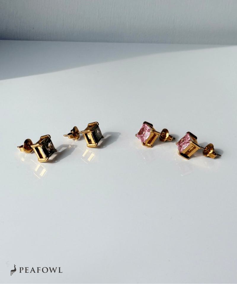 Square Single Pierce - peafowl