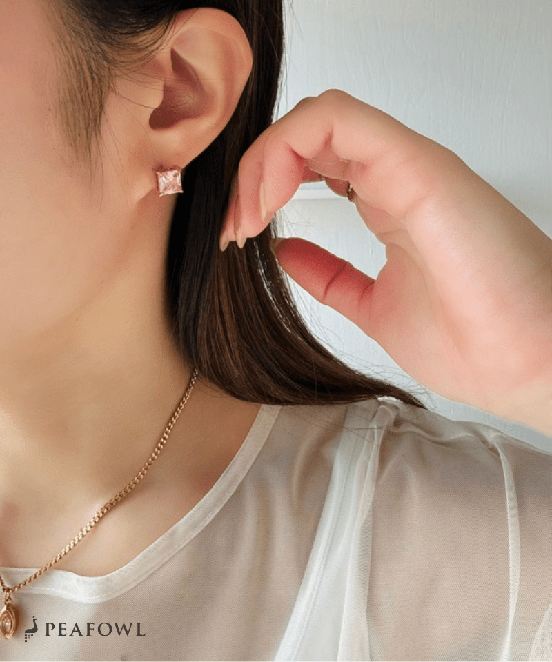 Square Single Pierce - peafowl