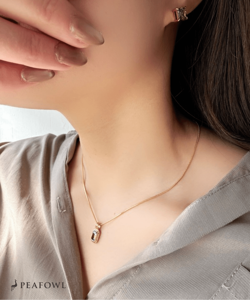 Square Snake Chain Necklace - peafowl