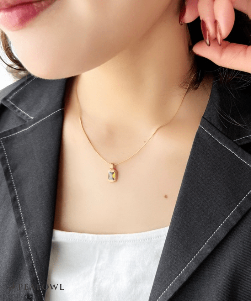 Square Snake Chain Necklace - peafowl