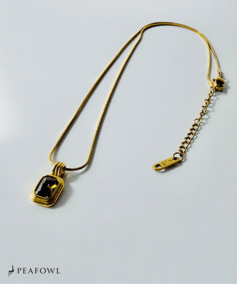 Square Snake Chain Necklace - peafowl