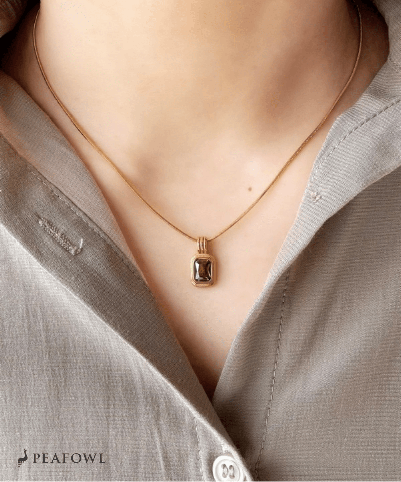 Square Snake Chain Necklace - peafowl