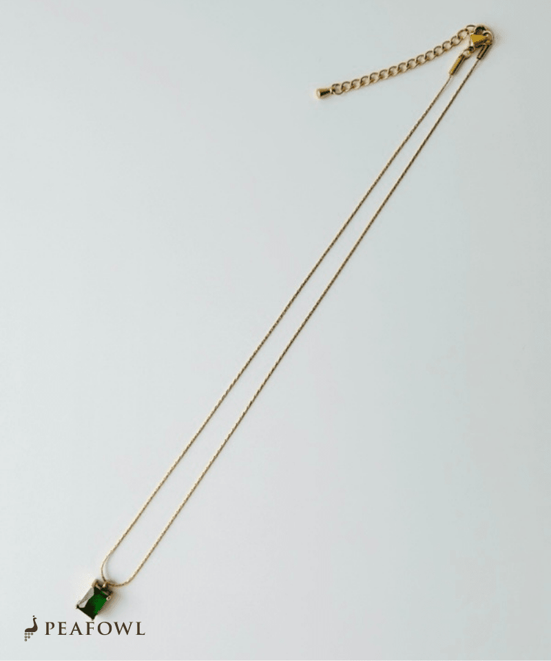 Square Stone Chain Necklace - peafowl
