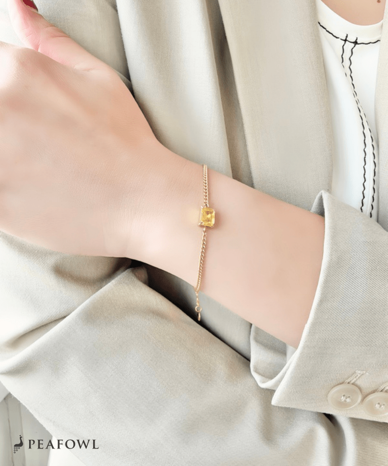 Square Zirconia Chain Bracelet - peafowl