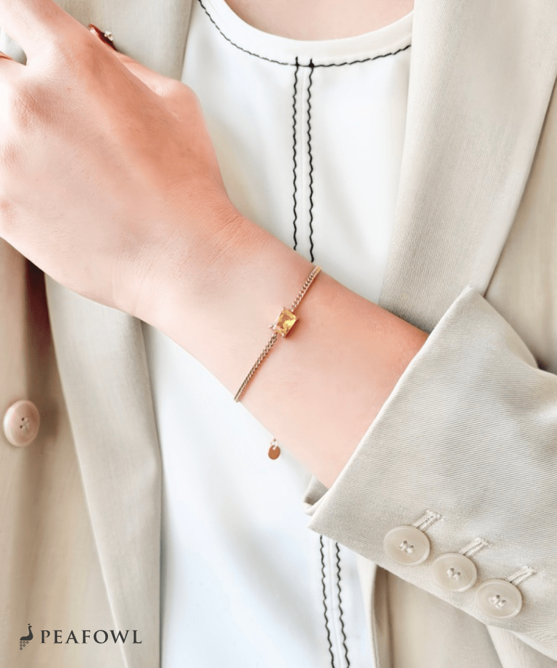 Square Zirconia Chain Bracelet - peafowl