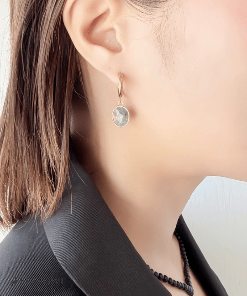 Stone Charm Hoop Pierce - peafowl