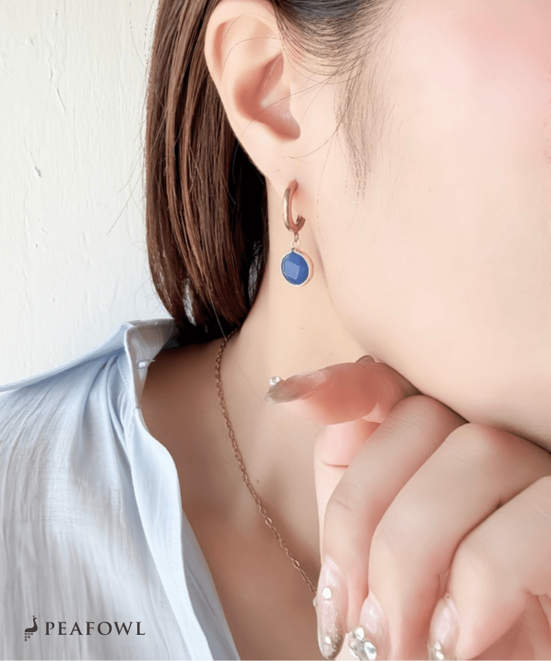 Stone Charm Hoop Pierce - peafowl