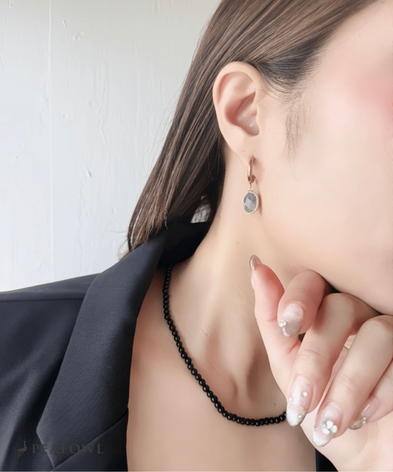 Stone Charm Hoop Pierce - peafowl