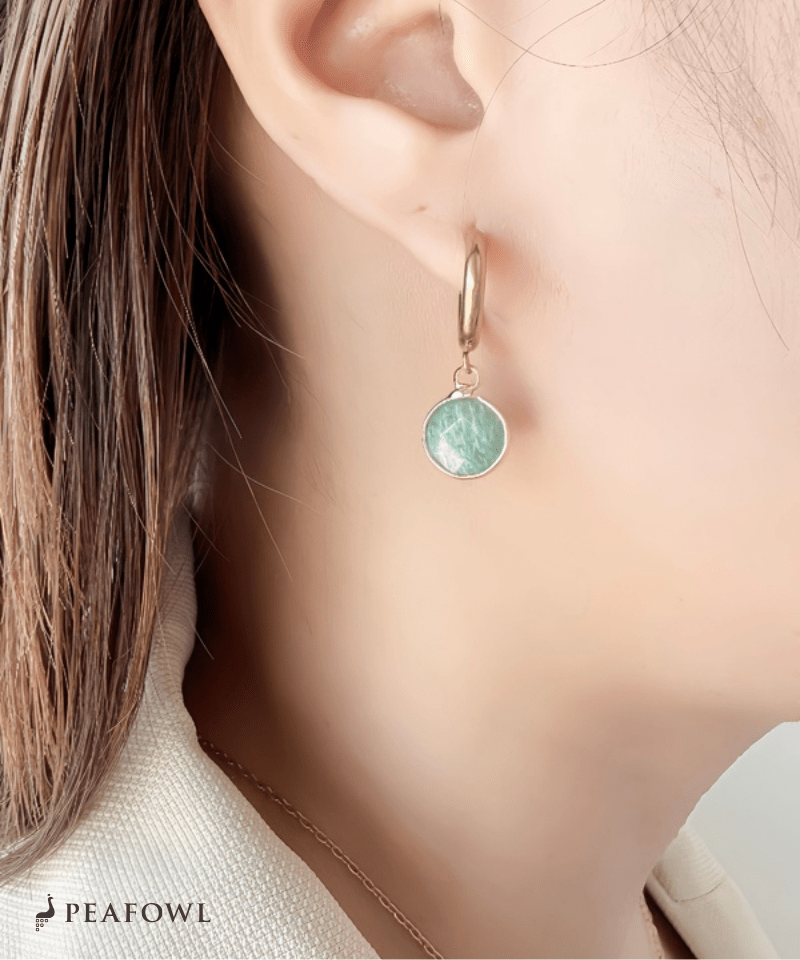 Stone Charm Hoop Pierce - peafowl