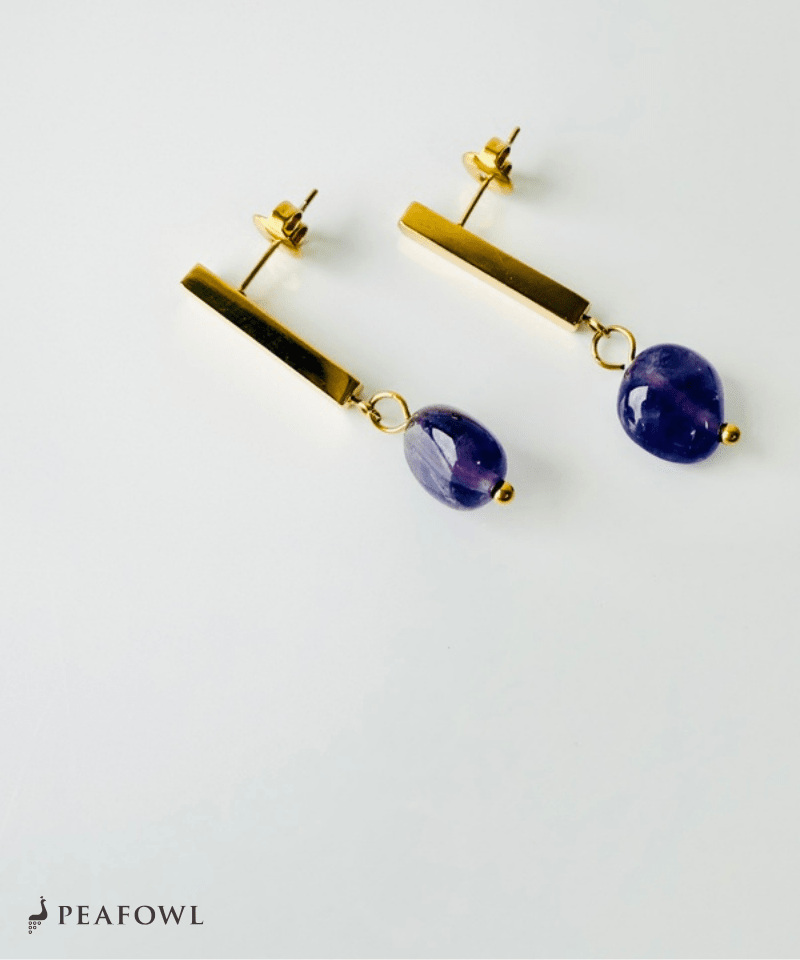 Stone Metal Bar Pierce - peafowl