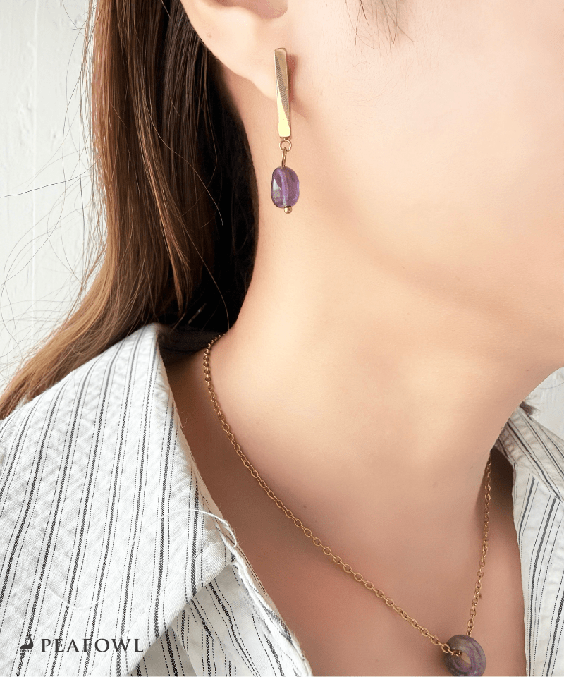 Stone Metal Bar Pierce - peafowl
