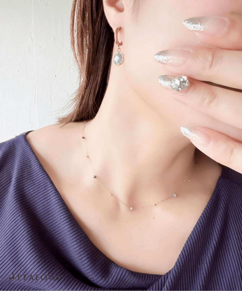 Tiny Stone Necklace - peafowl