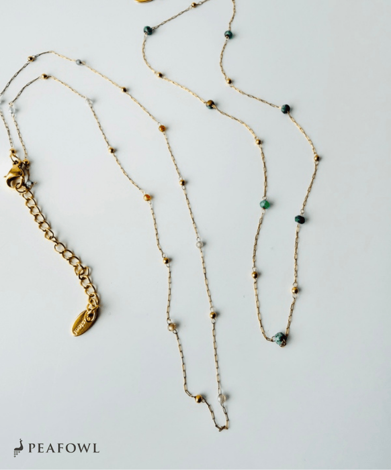 Tiny Stone Necklace - peafowl