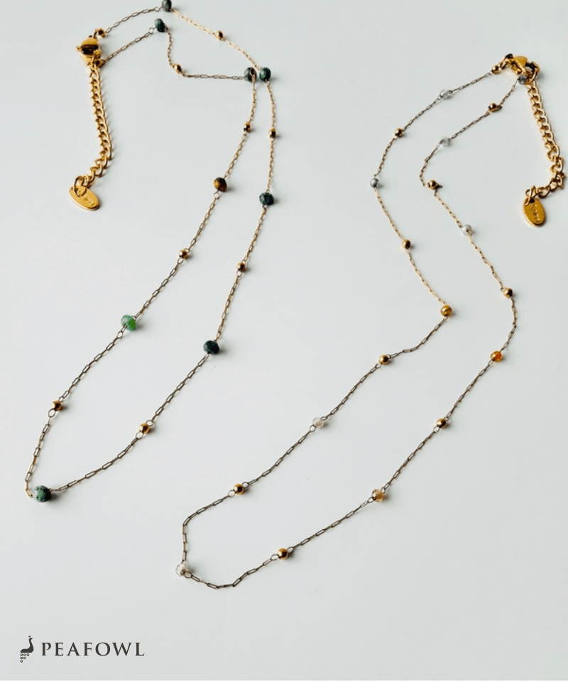 Tiny Stone Necklace - peafowl